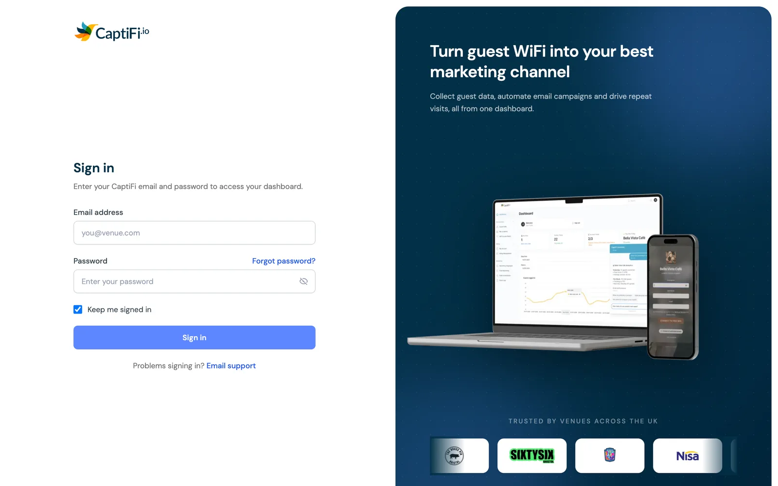 CaptiFi automations table showing an automated Google review request with its send history